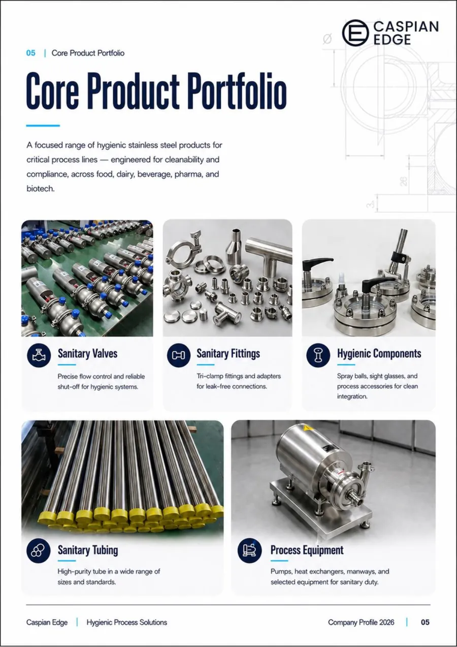 Caspian Edge company profile 2026 - page 5: Core Product Portfolio