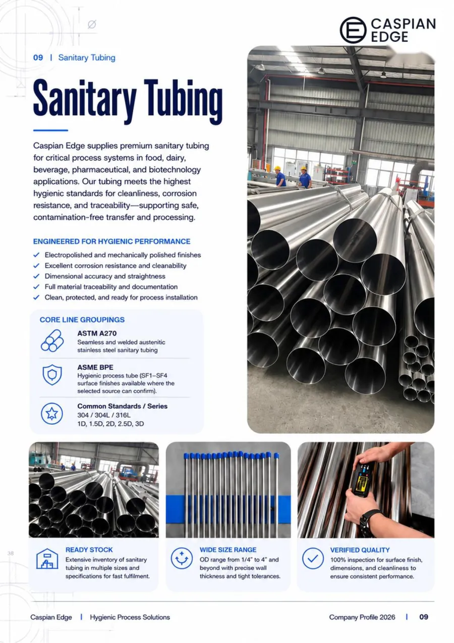 Caspian Edge company profile 2026 - page 9: Sanitary Tubing