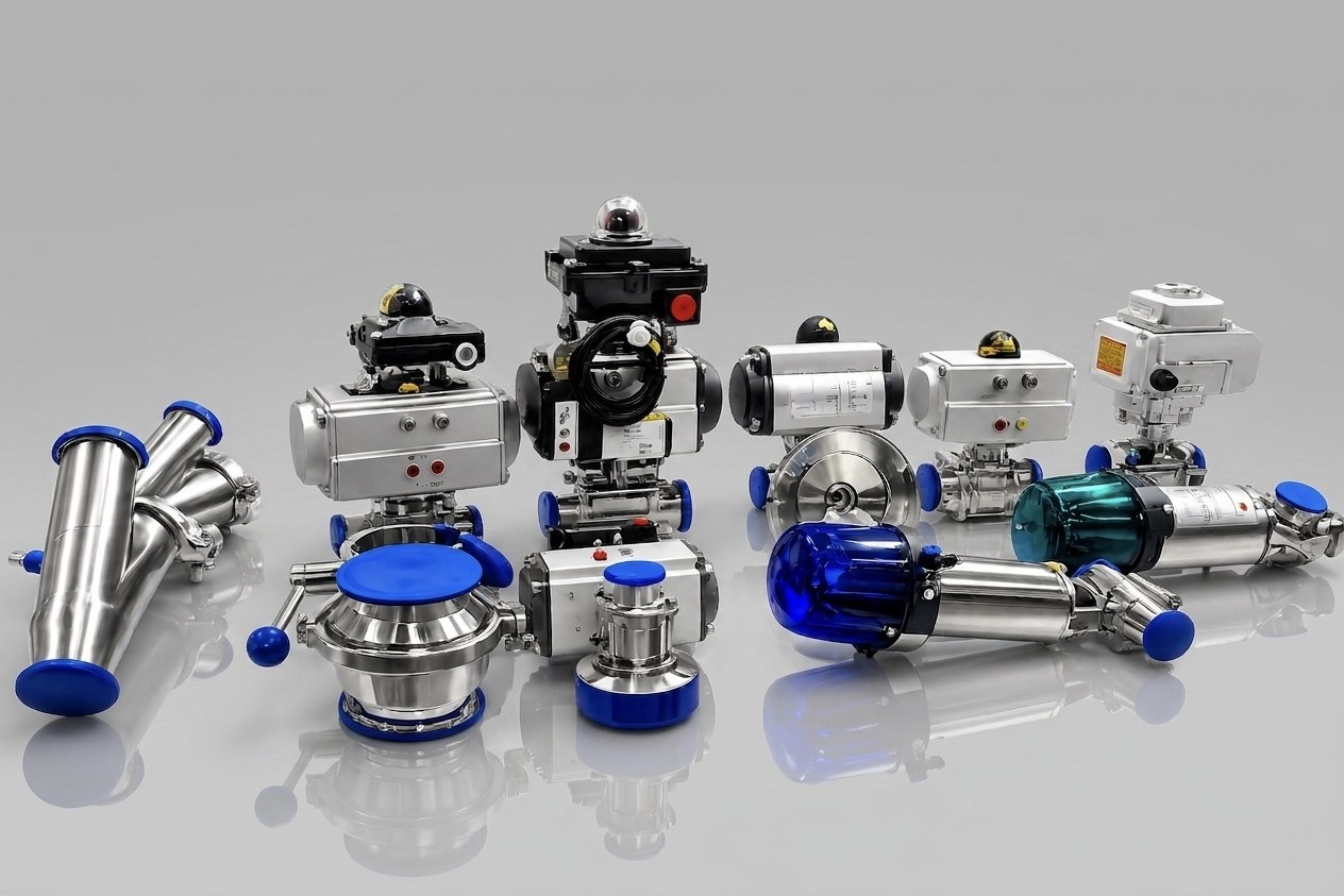Pneumatic sanitary valve actuator package